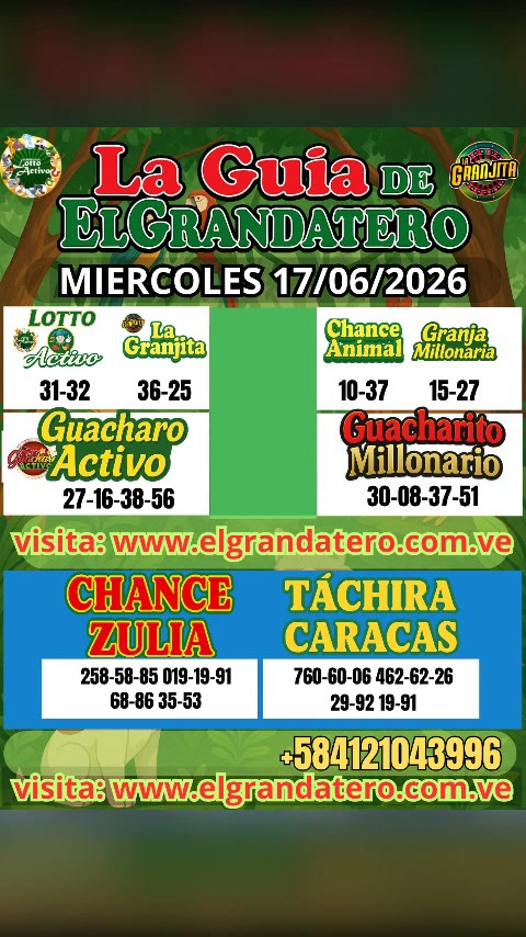 Miniatura de DATOS DE LOTERIAS Y ANIMALITOS MIERCOLES 17/06/2026